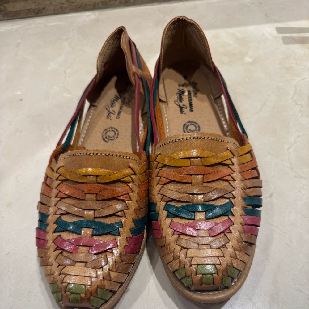 Colorful Woven Leather Loafers